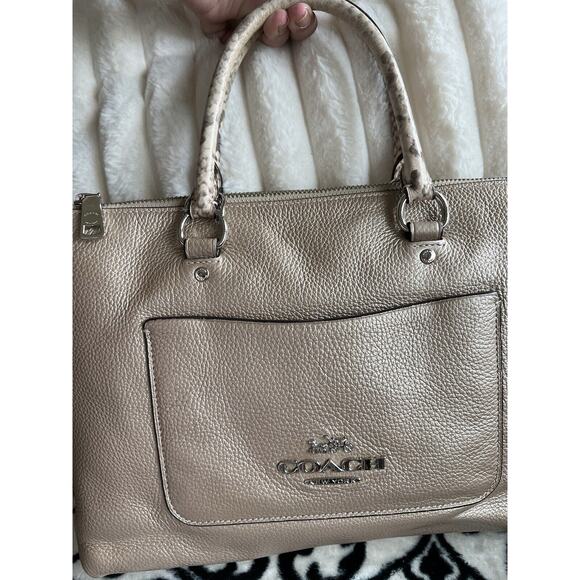 Coach Emma in Metallic Gold with Python - Picture 4 of 10